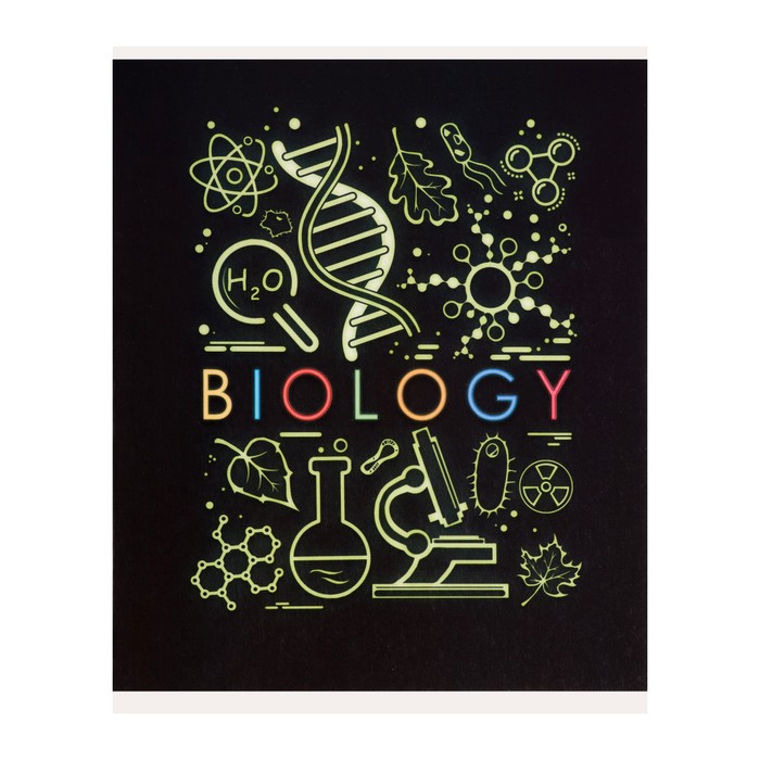 Тетрадь предметная Супернеон, 48 листов в клетку Биология, со справочным материалом, обложка мелованный картон, блок офсет
