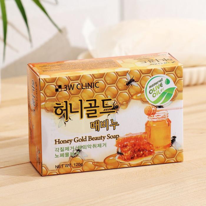 Мыло кусковое 3W Clinic Honey Gold Beauty Soap, с мёдом, 120 г