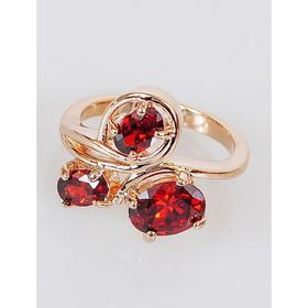 

Кольцо с гранатом "Бант", позолота с родированием, размер 17