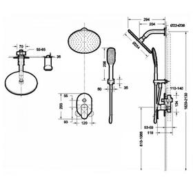 

Смеситель для душа BRAVAT Gina F865104C-A-ENG, встраиваемый, с тропическим душем, хром