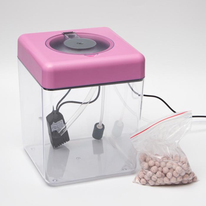 Аквариум куб в комплекте с биологическим фильтром, бесшумным компрессором и светильником LED, 5 л