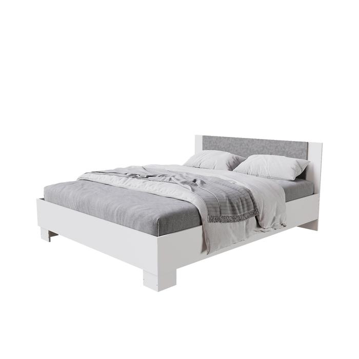 Кровать Nova, 160х200 см, с основанием под матрас, цвет белый/бетон