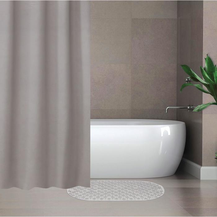 фото Набор для ванной savanna «селест»: штора 180×180 см, ковёр 38×69 см, цвет серебристый