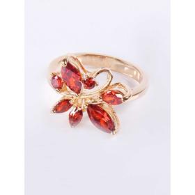 

Кольцо с гранатом "Цветочная бесконечность", позолота с родированием, размер 20