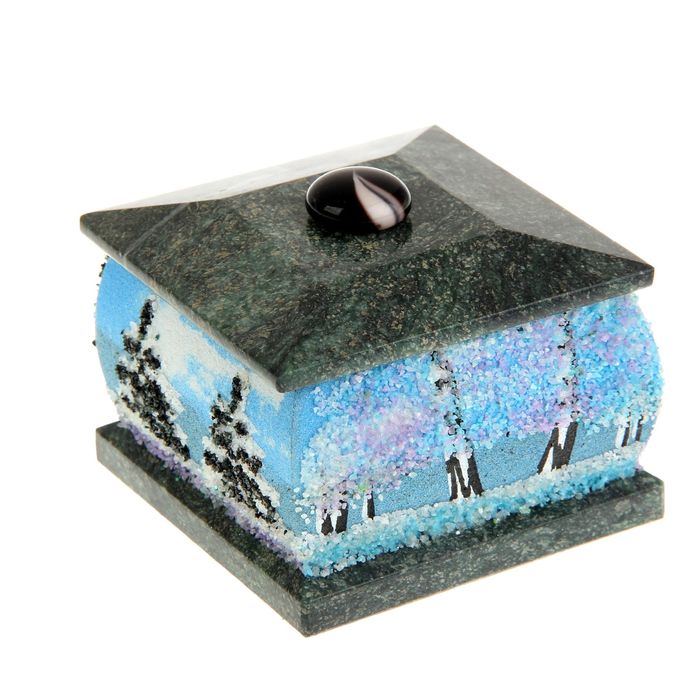 Шкатулка "Зима", каменная крошка