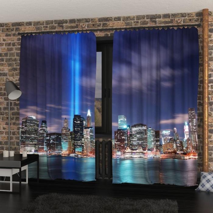 фотошторы вечерний шанхай размер 150х260 см габардин Фотошторы «Манхеттен панорама», размер 150х260 см, габардин