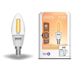 

Лампа светодиодная филаментная Gauss Smart Home DIM, С35, Е14, 4.5 Вт, 2700 К