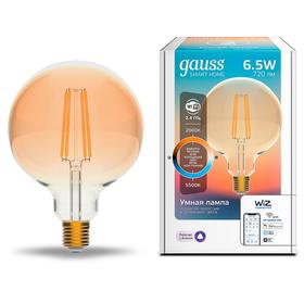 

Лампа светодиодная филаментная Gauss Smart Home DIM DIM+CCT Golden, G95,Е27,6.5Вт,2000-5500К 69180