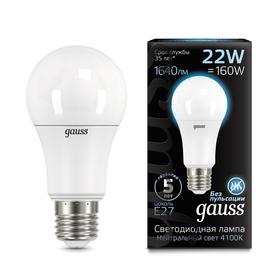 

Лампа светодиодная Gauss, A70, Е27, 22 Вт, 4100 К, 1640 Лм