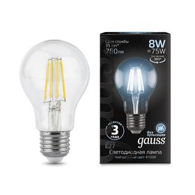 

Лампа Светодиодная Gauss Filament, А60, Е27, 8 Вт, 4100 К, 780 Лм