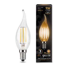 

Лампа Светодиодная Gauss Filament, Свеча на ветру, Е14, 9 Вт, 2700 К, 680 Лм