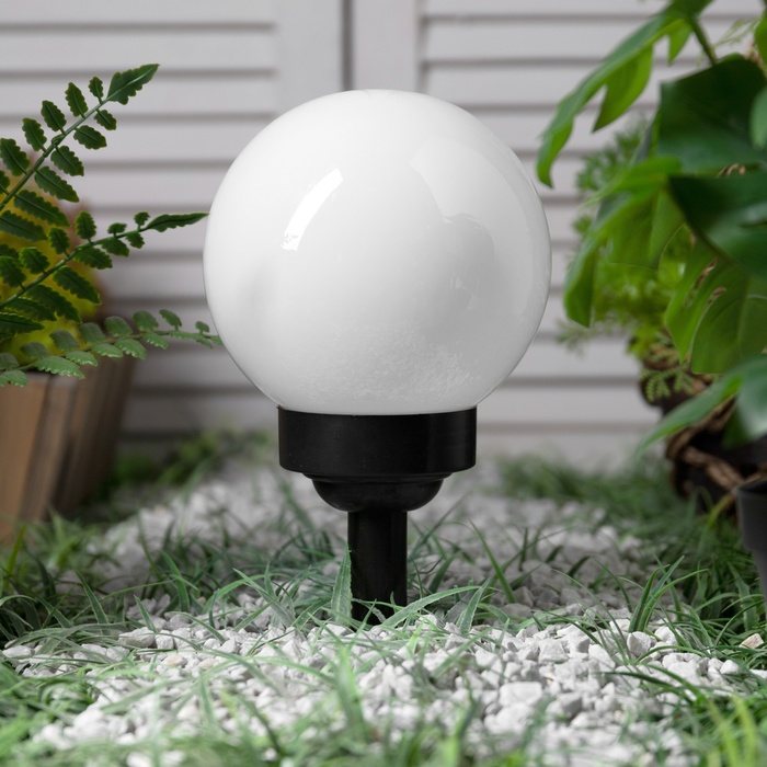 фото Садовый светильник на солнечной батарее «средний шар», 15 × 38 × 15 см, 4 led, свечение тёплое белое luazon lighting