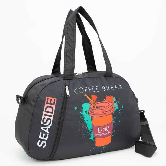 фото Сумка спортивная, отдел на молнии, наружный карман, длинный ремень, цвет чёрный