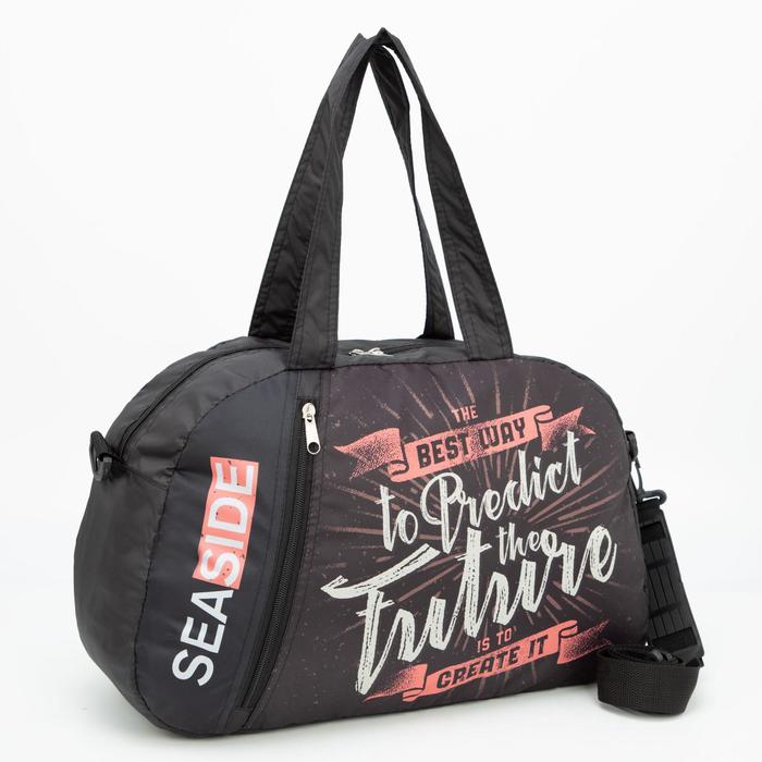 фото Сумка спортивная, отдел на молнии, наружный карман, длинный ремень, цвет чёрный