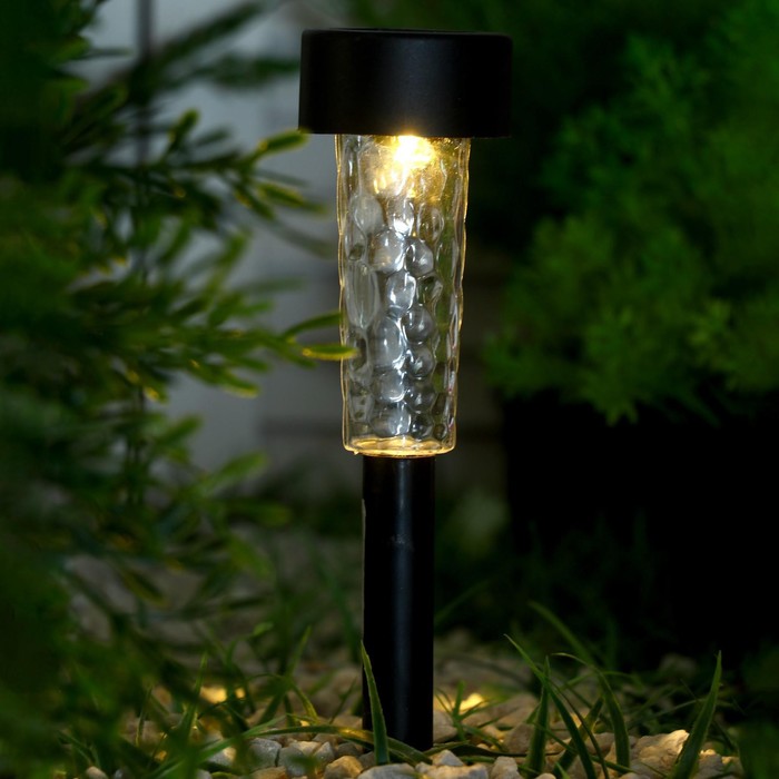 фото Фонарь садовый на солнечной батарее "трапеция ретро" 36 см, d-5,5 см, 1 led, пластик, т-бел. luazon lighting