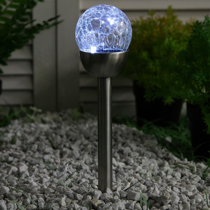фото Фонарь садовый на солнечной батарее "шар света" 36,5см, d-6см, 1 led, металл luazon lighting
