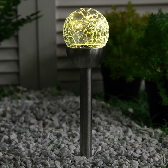 фото Фонарь садовый на солнечной батарее "шар света" 36,5см, d-6см, 1 led, металл, т-белый luazon lighting