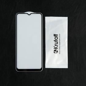 

Защитное стекло Krutoff, для Samsung Galaxy A12/M12, полный клей, черная рамка