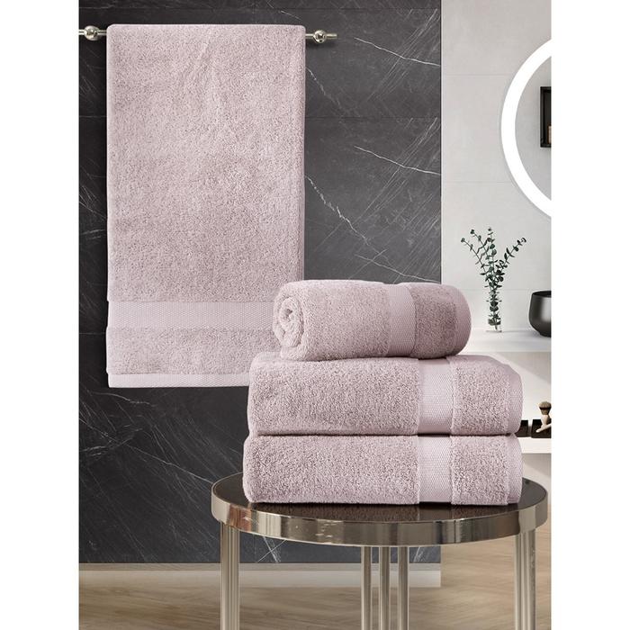 Комплект махровых полотенец Arel, размер 50x100 см - 2 шт, 70x140 см -2 шт, цвет грязно-розовый