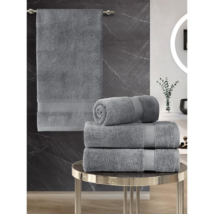 Комплект махровых полотенец Arel, размер 50x100 см - 2 шт, 70x140 см -2 шт, цвет серый