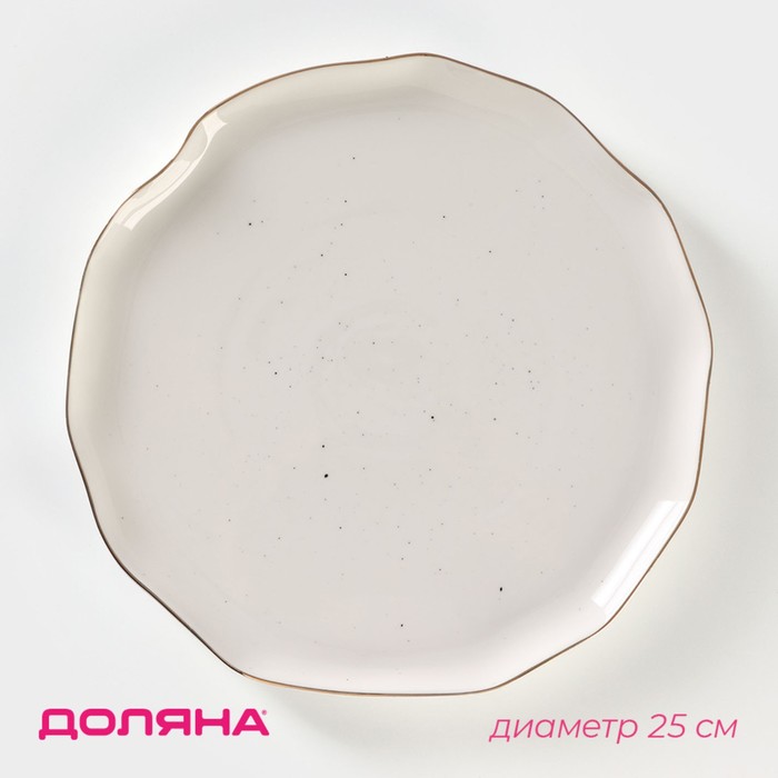 Тарелка фарфоровая обеденная Доляна «Млечный путь», d=25 см, цвет белый в крапинку тарелка фарфоровая пирожковая доляна млечный путь d 19 см цвет бирюзовый