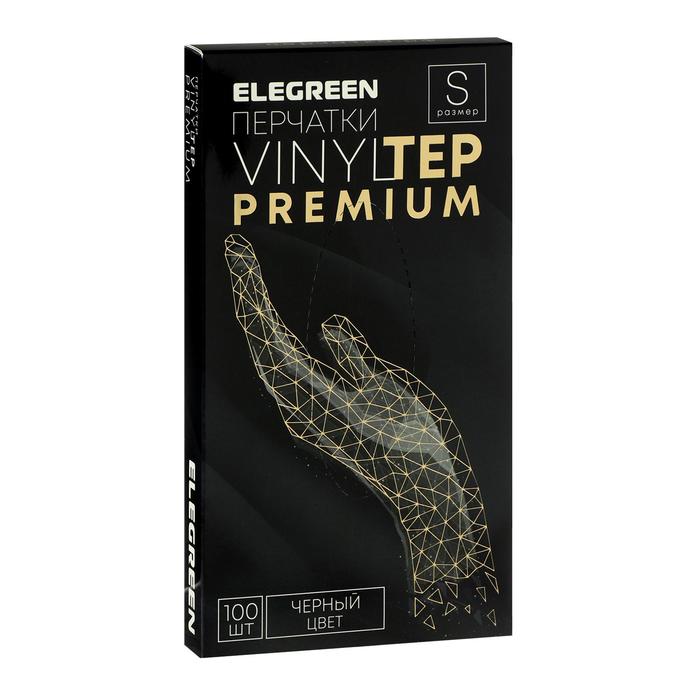фото Перчатки одноразовые vinyltep premium, черные, размер s, 100 шт elegreen
