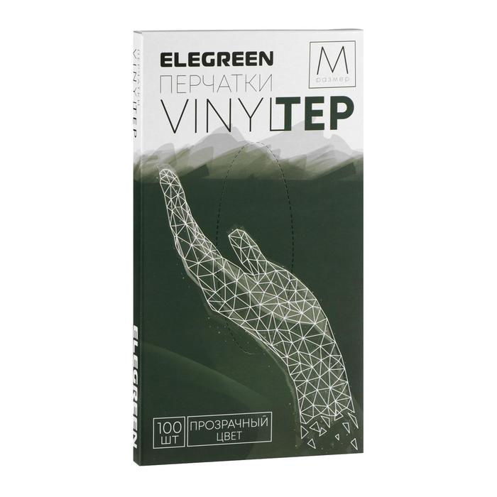 фото Перчатки одноразовые vinyltep, прозрачные, размер m, 100 шт elegreen