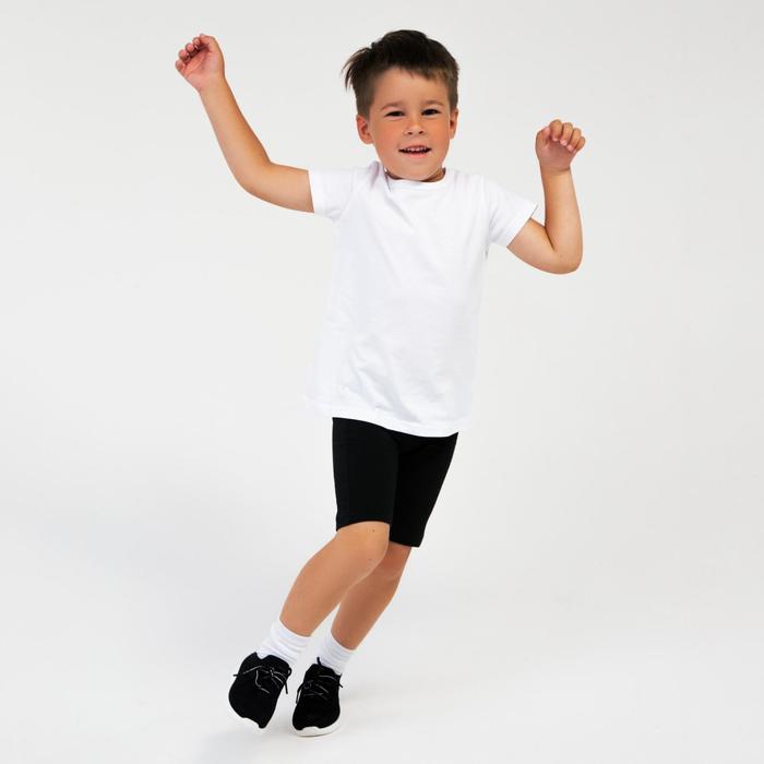 Комплект (футболка, шорты) детский, цвет белый/чёрный, рост 122 см