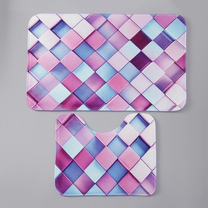 

Набор ковриков для ванной и туалета Доляна «Мозаика», 2 шт: 40×50, 50×80 см