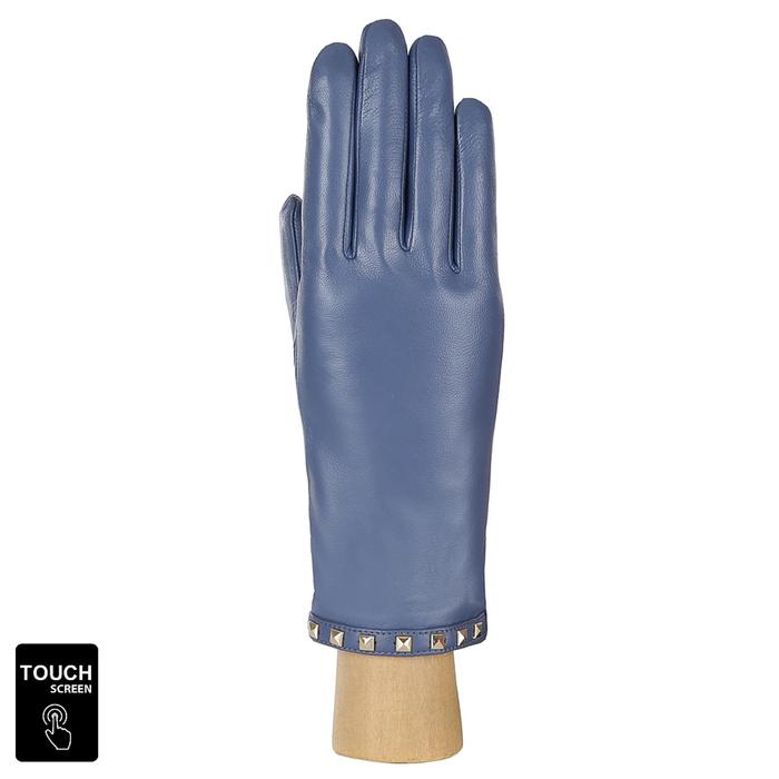 Перчатки женские, натуральная кожа, размер 7, голубой, Touchscreen