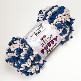 

Пряжа "Puffy more" 100 % микрополиэстер 11,5м/150г (6263 белый-бирюза)