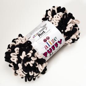 

Пряжа "Puffy more" 100 % микрополиэстер 11,5м/150г (6270 чёрный-белый)