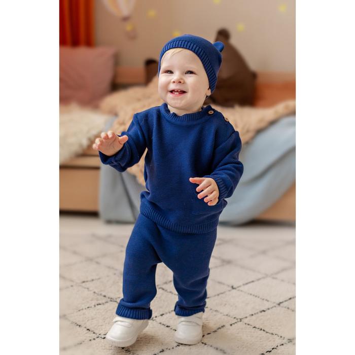 фото Костюм детский с шапкой, рост 56 см, цвет синий лапушка