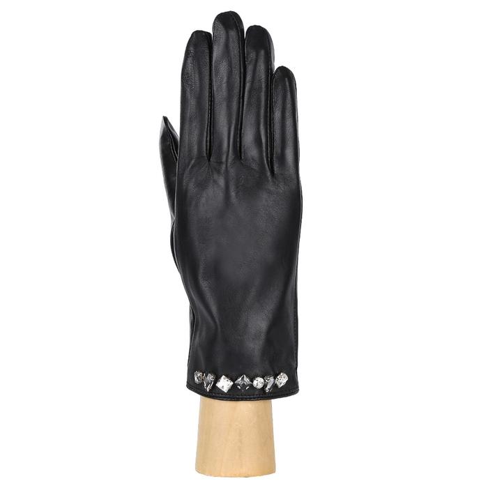 фото Перчатки женские, натуральная кожа, размер 7, черный fabretti