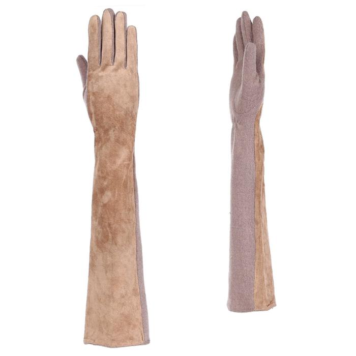 Перчатки женские, натуральная кожа (Размер M-L) бежево-коричневый