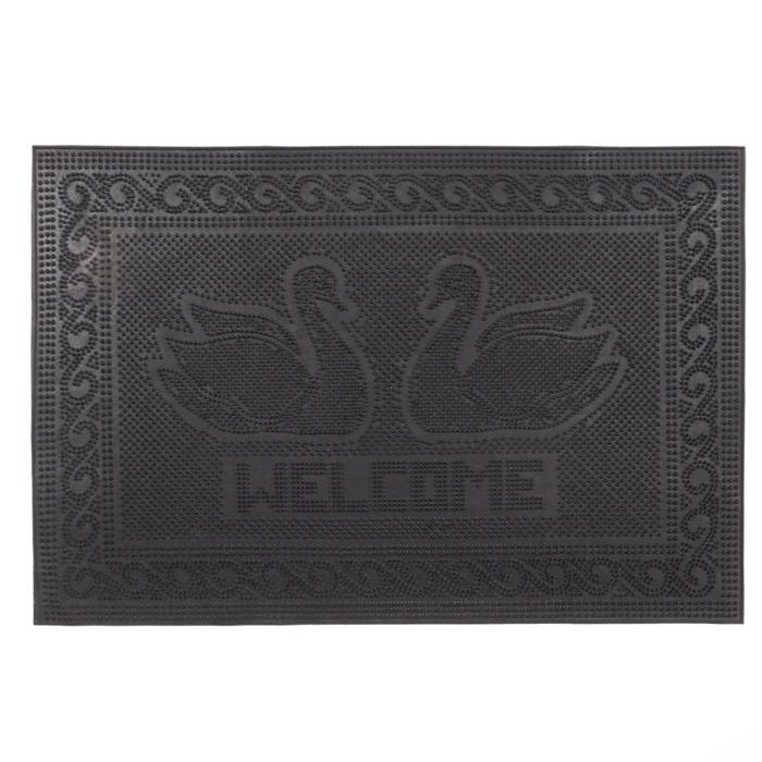 Коврик резиновый «Лебеди», 40х60 см, цвет чёрный коврик на ступеньку резиновый 25×75 см цвет чёрный