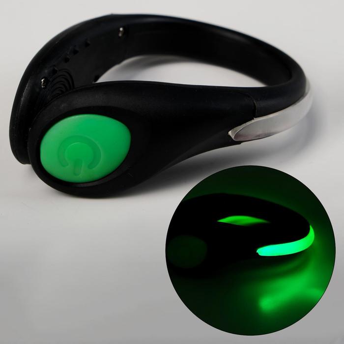 Фонарь-клип с креплением на обувь Мастер К, 2 режима, CR2032, 7 х 9 см, зеленый