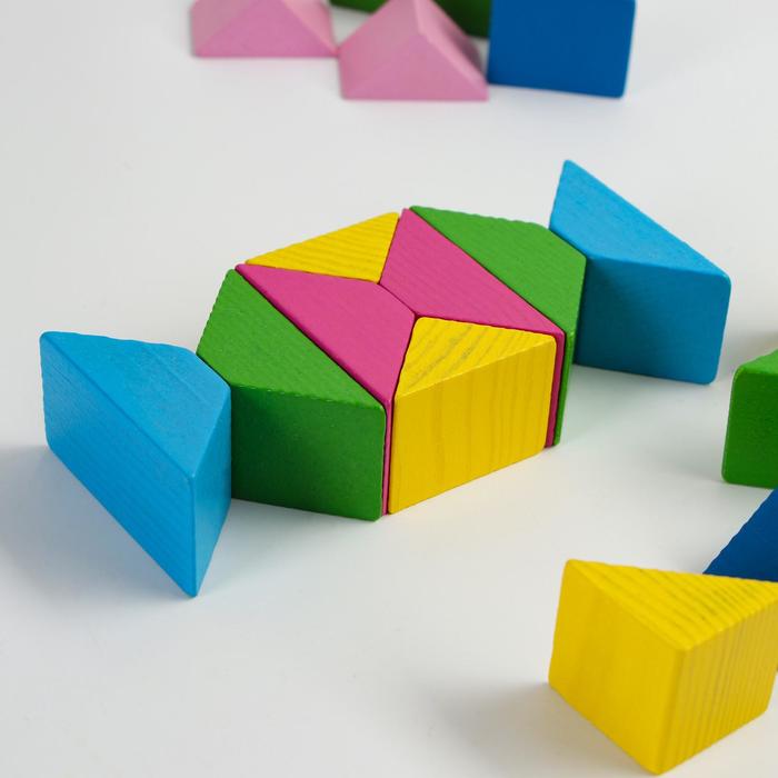 фото Треугольники цветные, 16 элементов, 8 карточек с заданиями томик