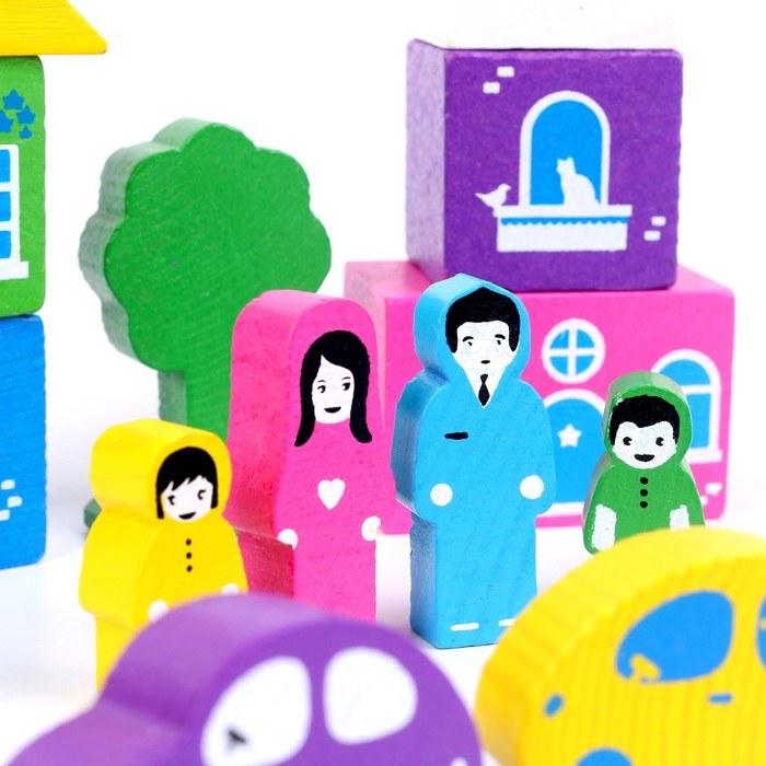 Конструктор "Цветной городок" розовый, 14 элементов