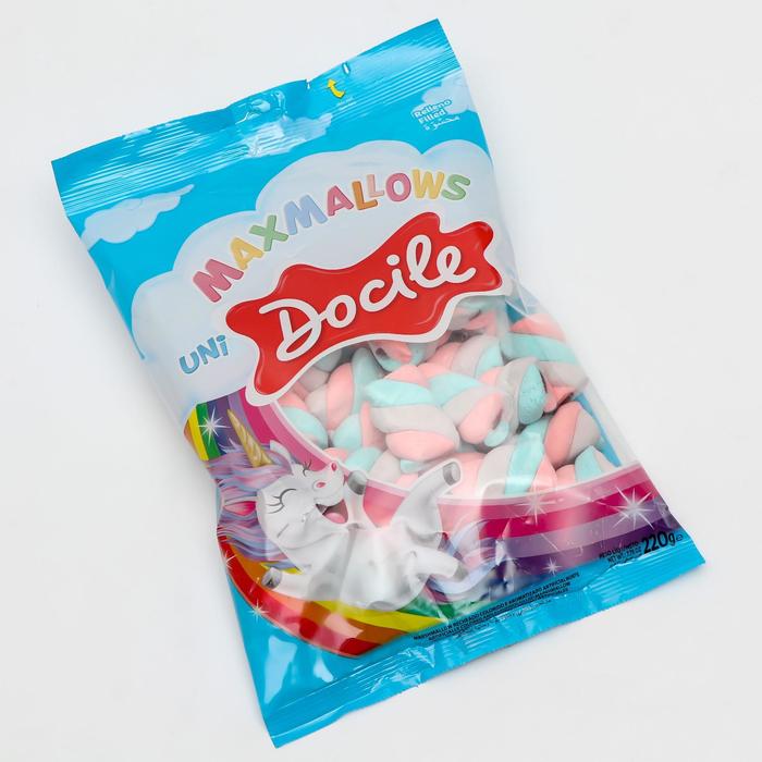 Зефир MAXMALLOWS UNUCORN, ванильные цветные завитки с начинкой, 220 г