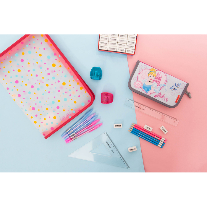 Ручка шариковая Erich Krause R-301 Spring Stick, узел 0.7 мм, чернила синие, длина линии письма 1000м, микс