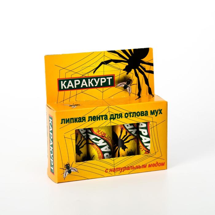 Липкая лента от мух Каракурт, коробка, 4 шт цена и фото