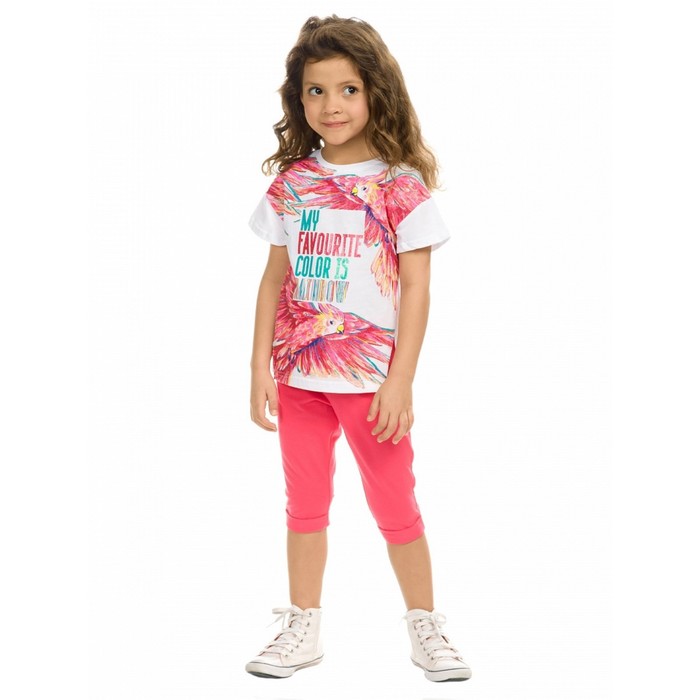 Комплект из футболки и бриджей для девочек, рост 98 см, цвет белый комплект для девочки из футболки и бриджей рост 104 см цвет розовый