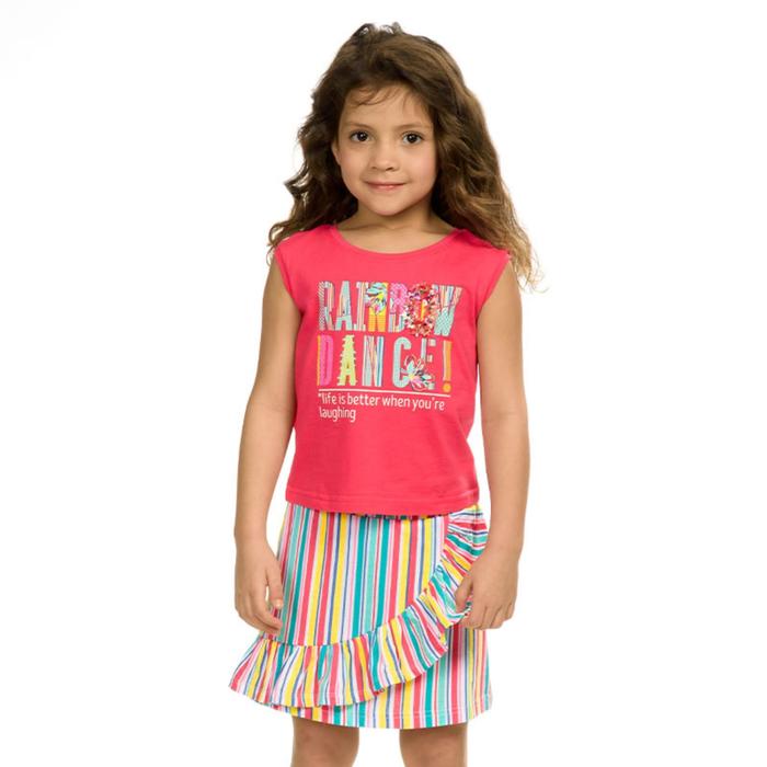 Комплект из футболки и юбки для девочек, рост 86 см, цвет малиновый комплект из футболки и бриджей для девочек рост 86 см цвет лаванда