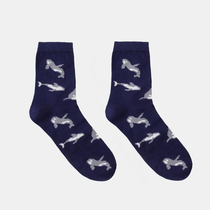 фото Носки мужские «акулы» цвет синий, размер 25 tekko