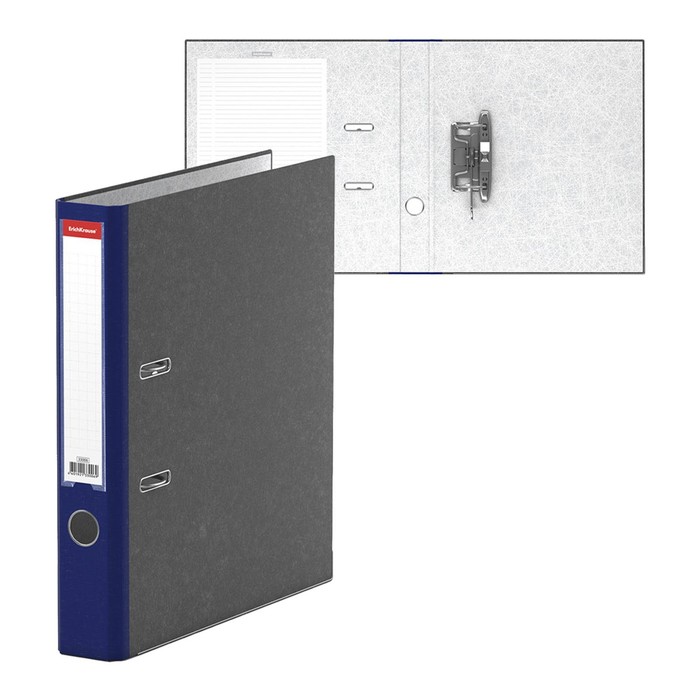 Папка-регистратор А4, 50 мм, ErichKrause Original Pro, собранная, мрамор, карман на корешок, нижний металлический кант, синяя