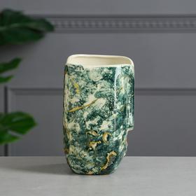 

Ваза керамика настольная "Лицо", под мрамор, зелёная, 1 сорт
