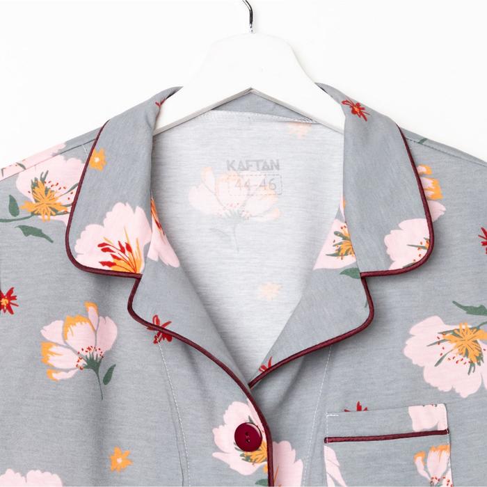 фото Пижама женская (рубашка и шорты) kaftan "цветы" размер 44-46