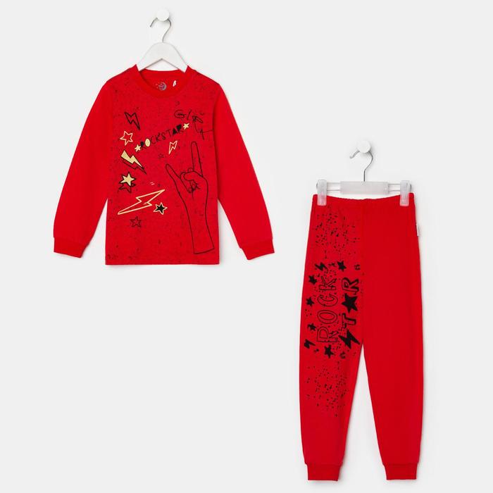 Пижама детская, цвет красный, рост 98-104 см