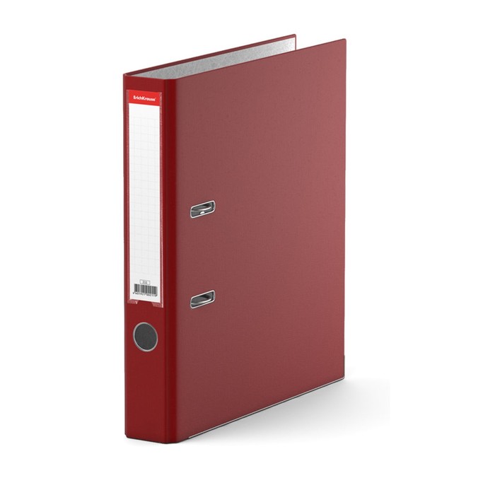 Папка-регистратор А4, 50мм "Бизнес", собранный, бордовый, пластиковый карман, металлический кант, картон 2мм, вместимость 350 листов